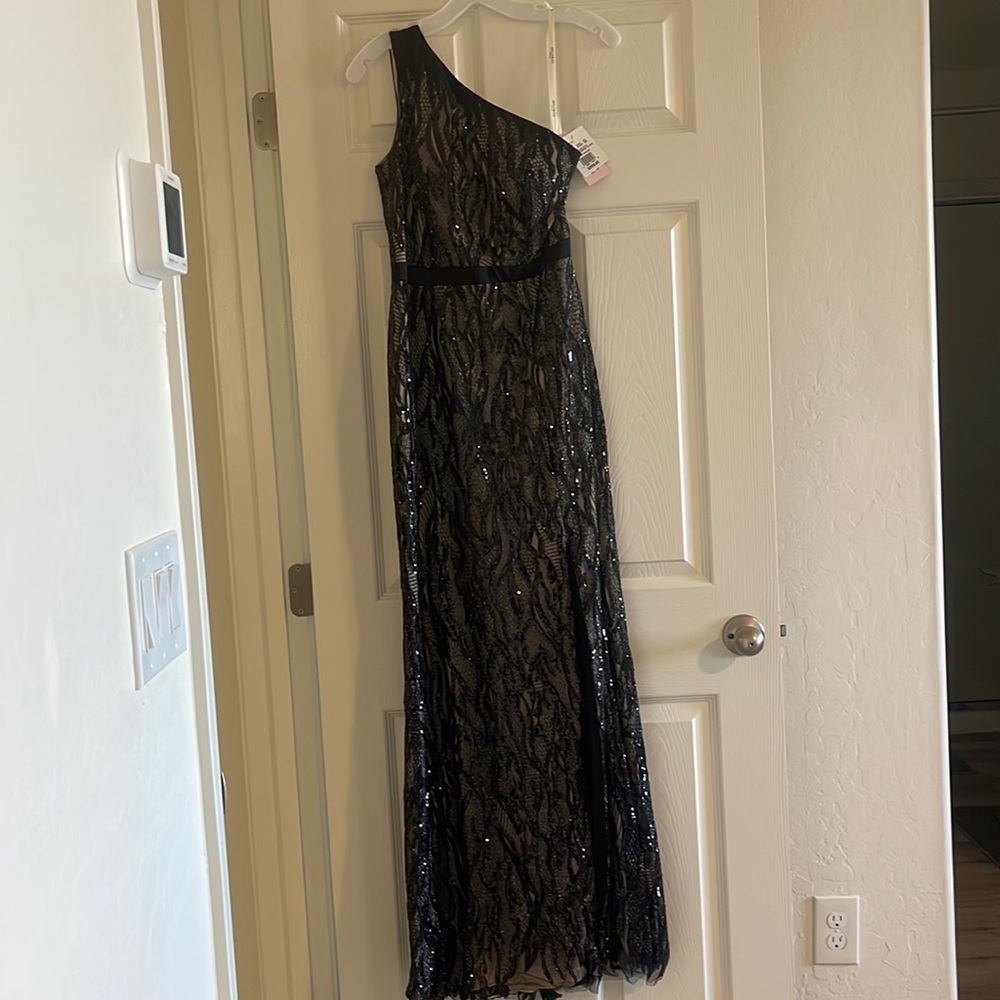 David’s Bridal one shoulder mother of the bride dress